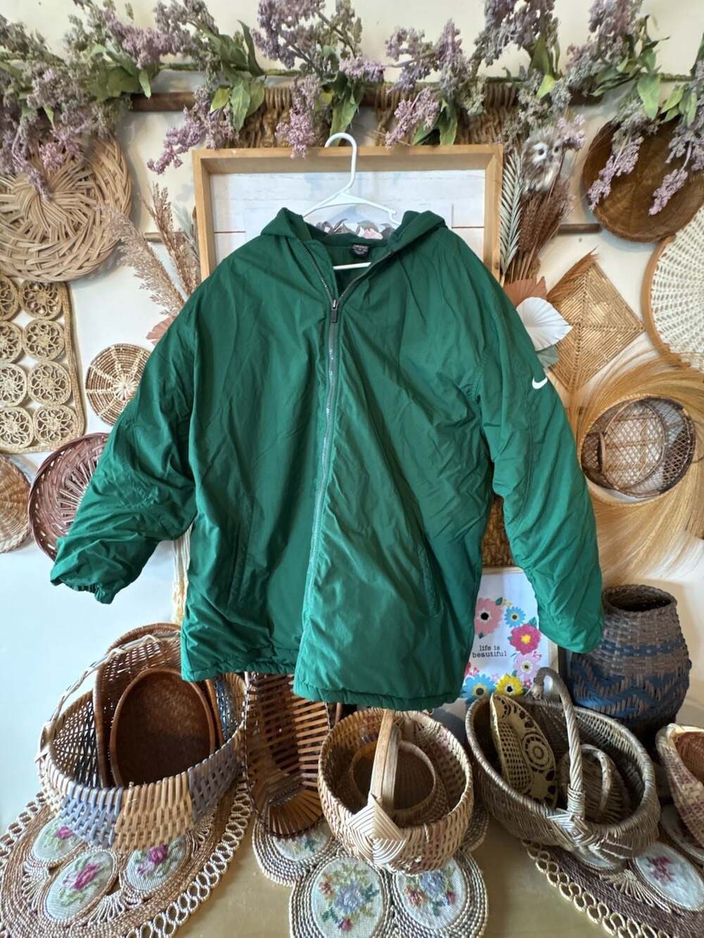 Vintage 90s Nike Team Green Insulated Hooded puffer coat XL